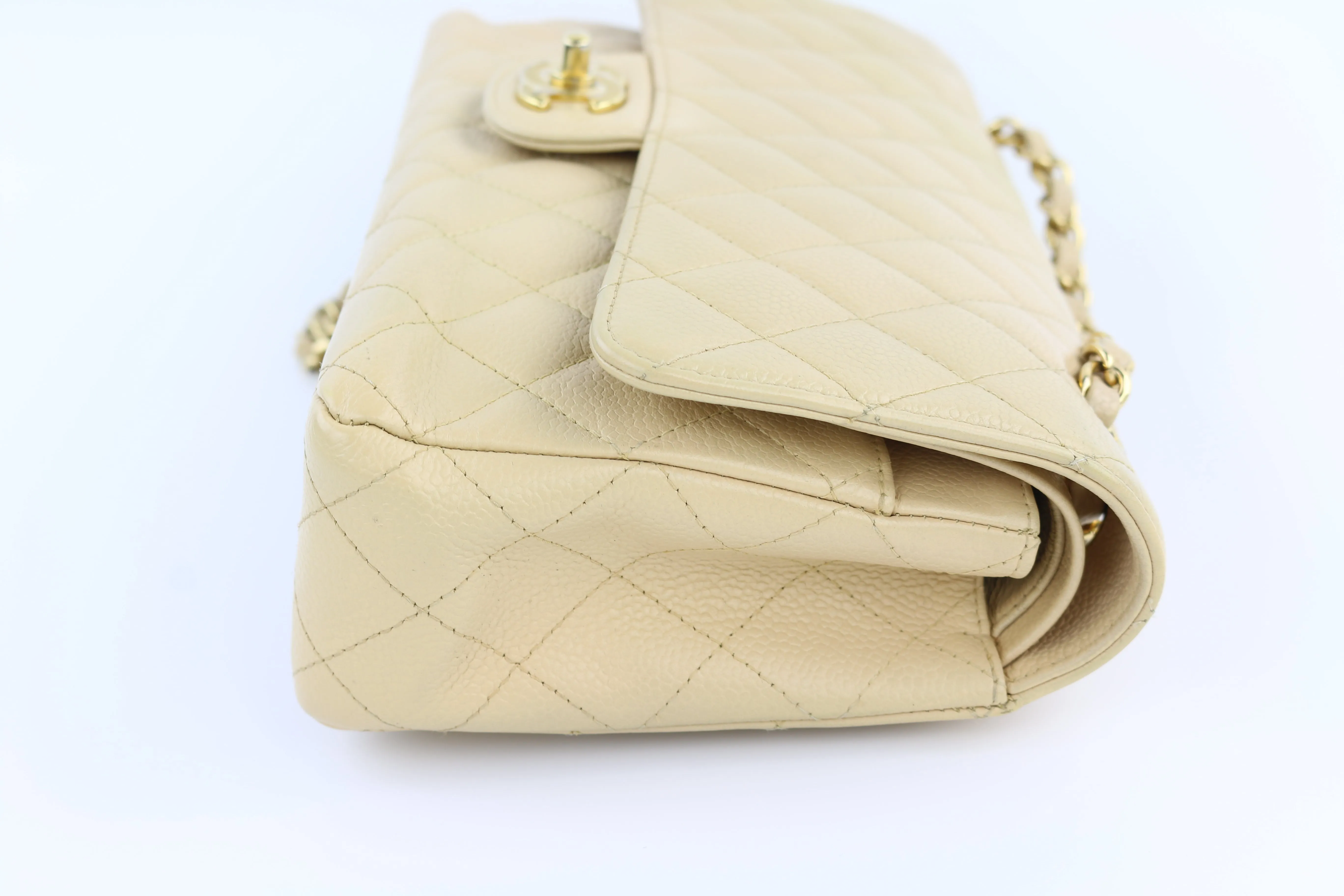 Beige Caviar Medium Classic Flap