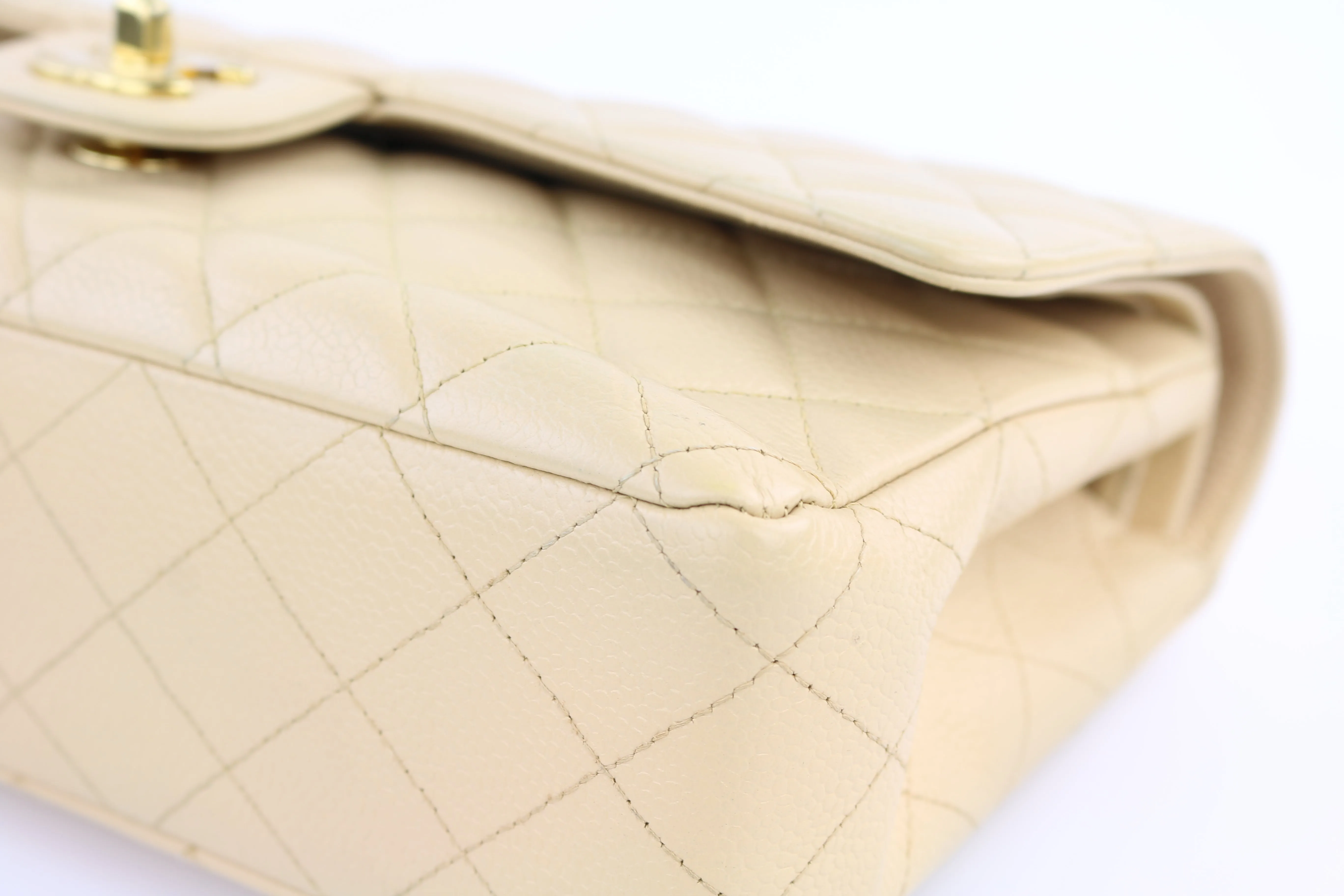 Beige Caviar Medium Classic Flap