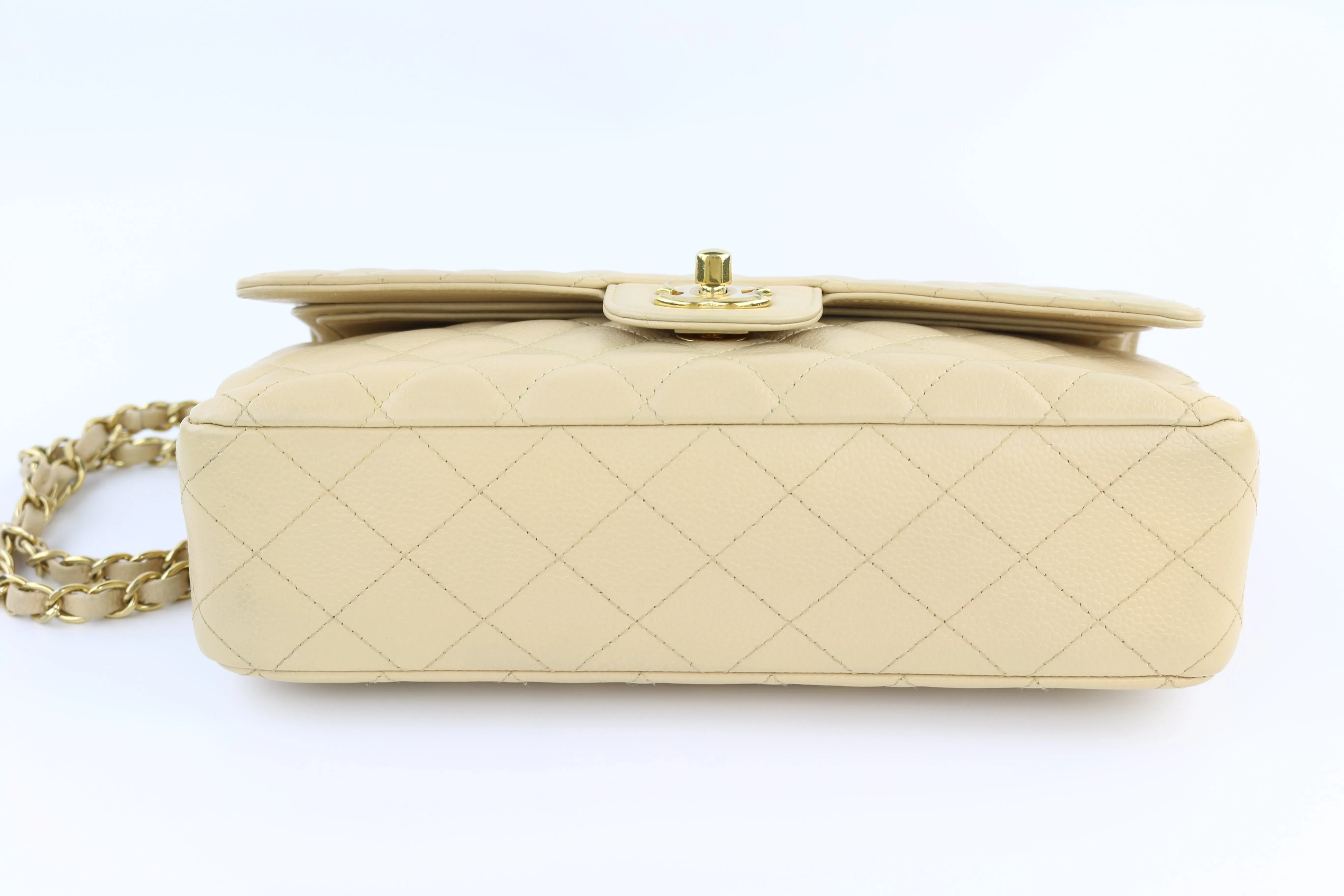 Beige Caviar Medium Classic Flap