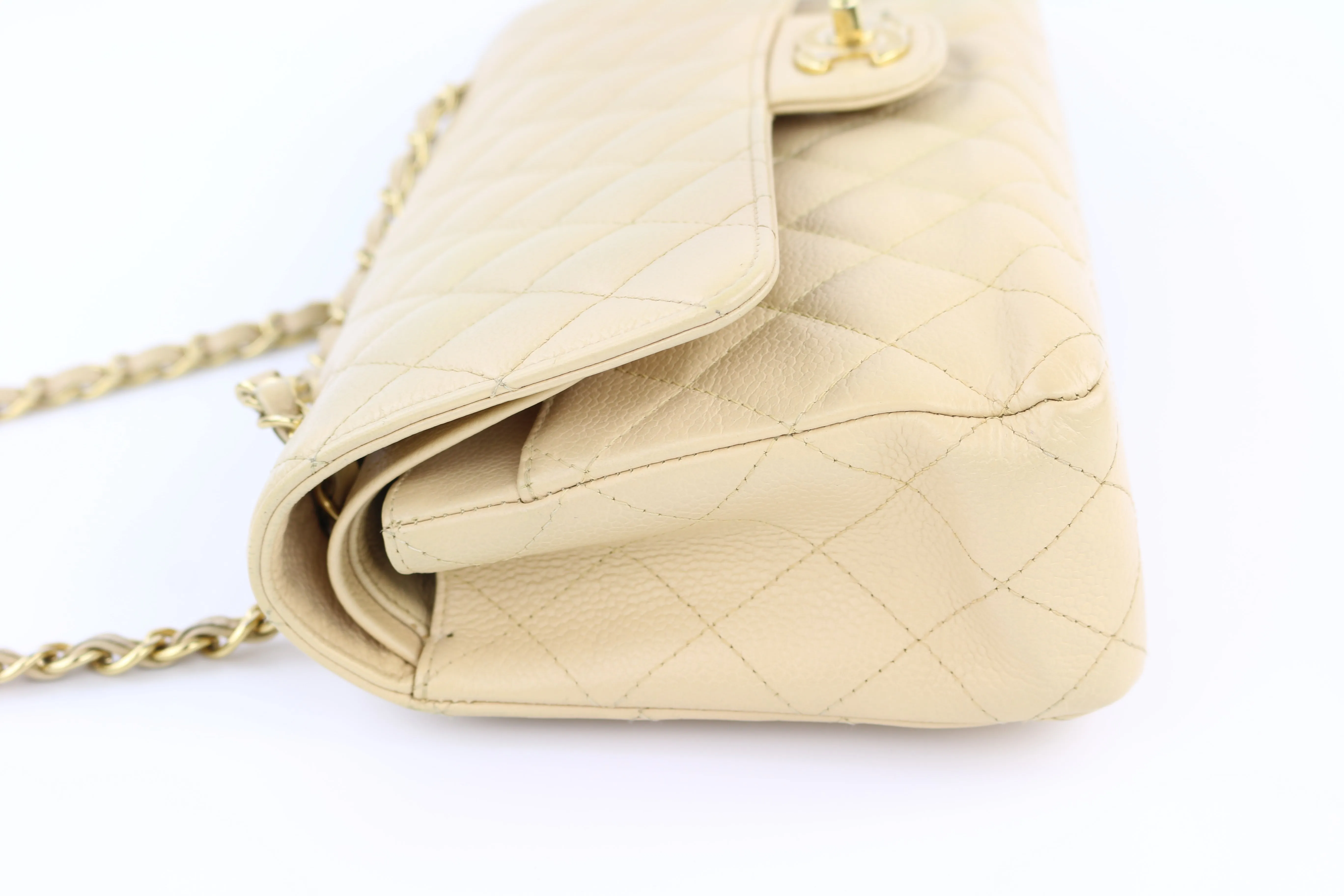 Beige Caviar Medium Classic Flap