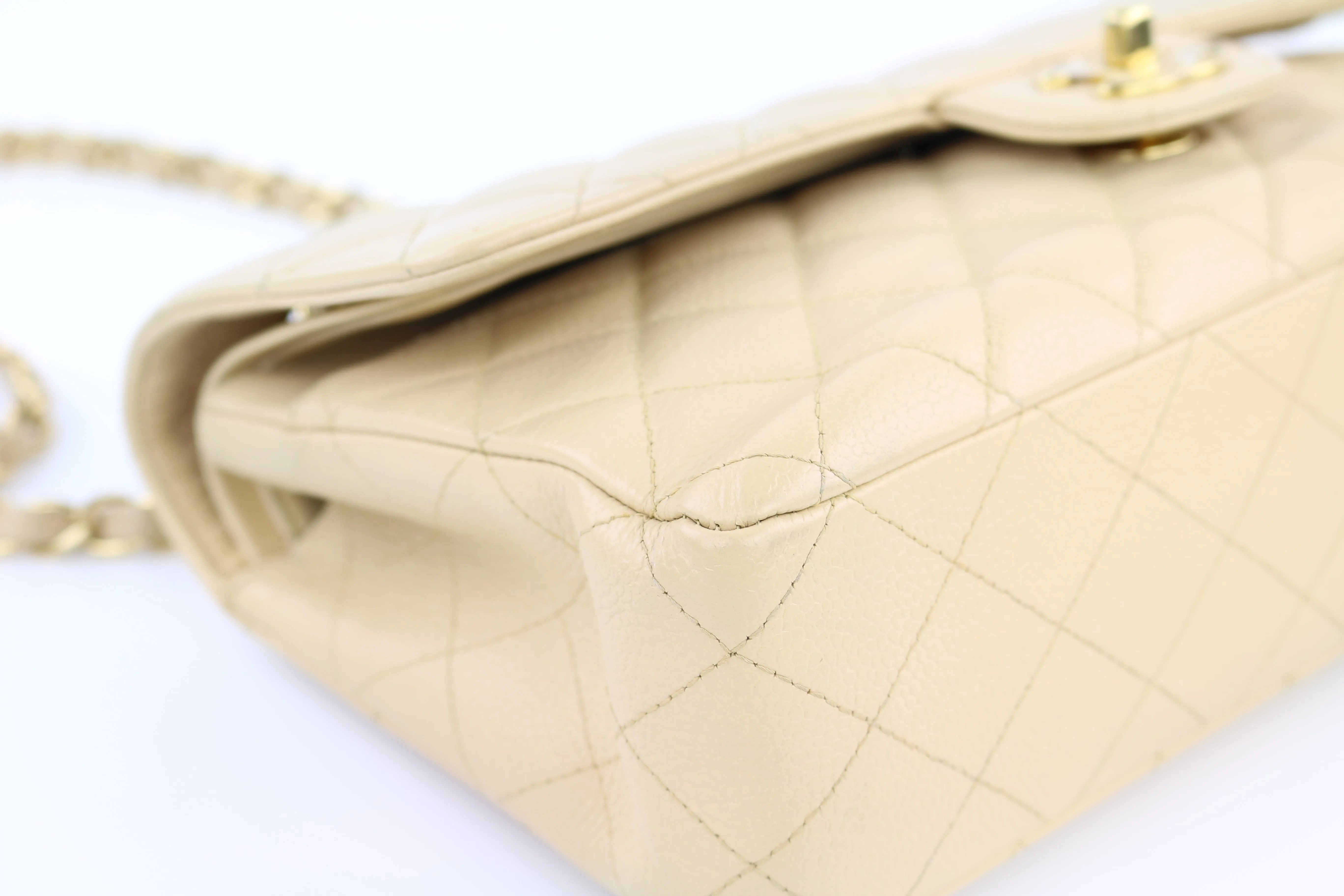Beige Caviar Medium Classic Flap