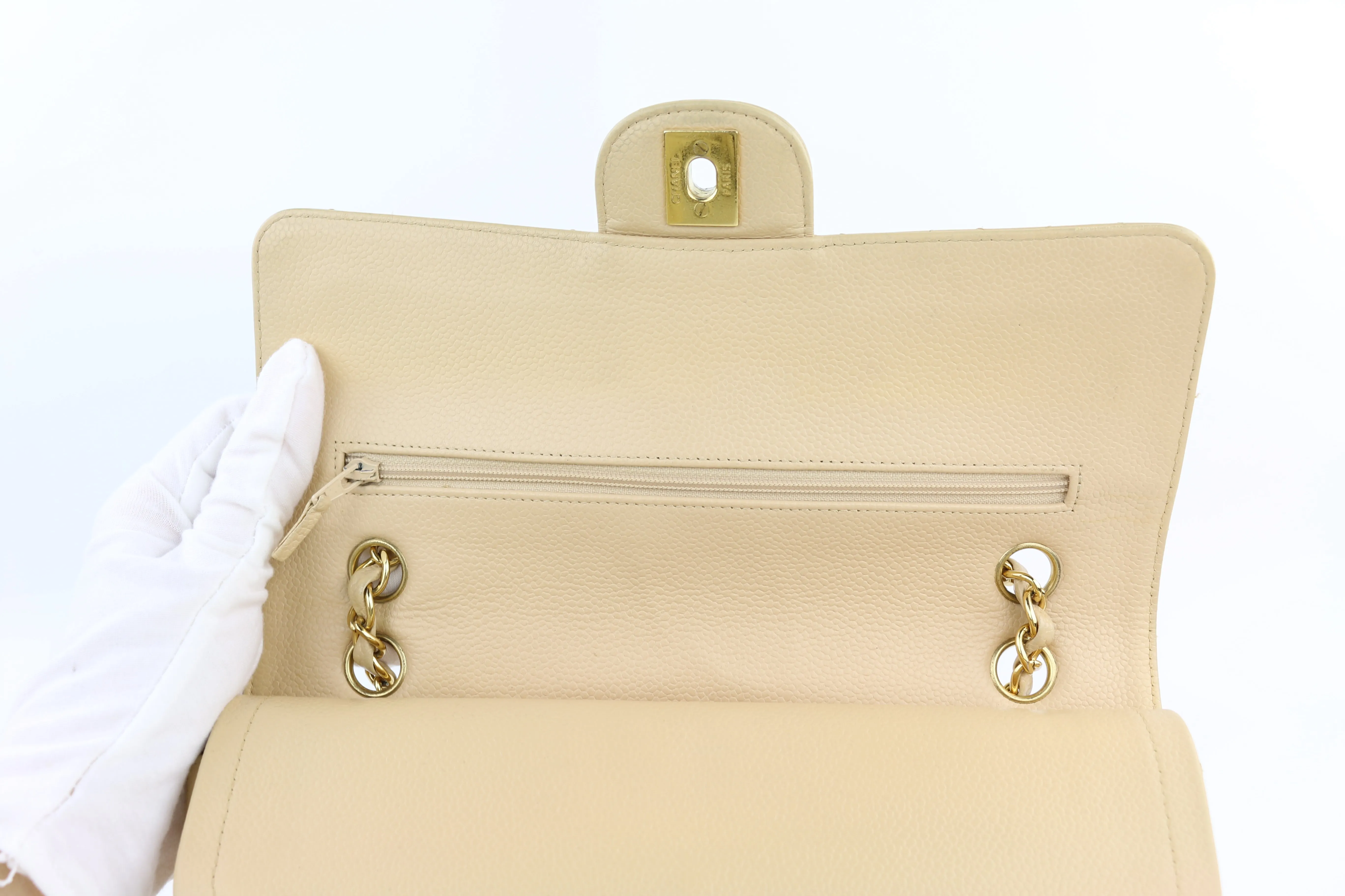 Beige Caviar Medium Classic Flap