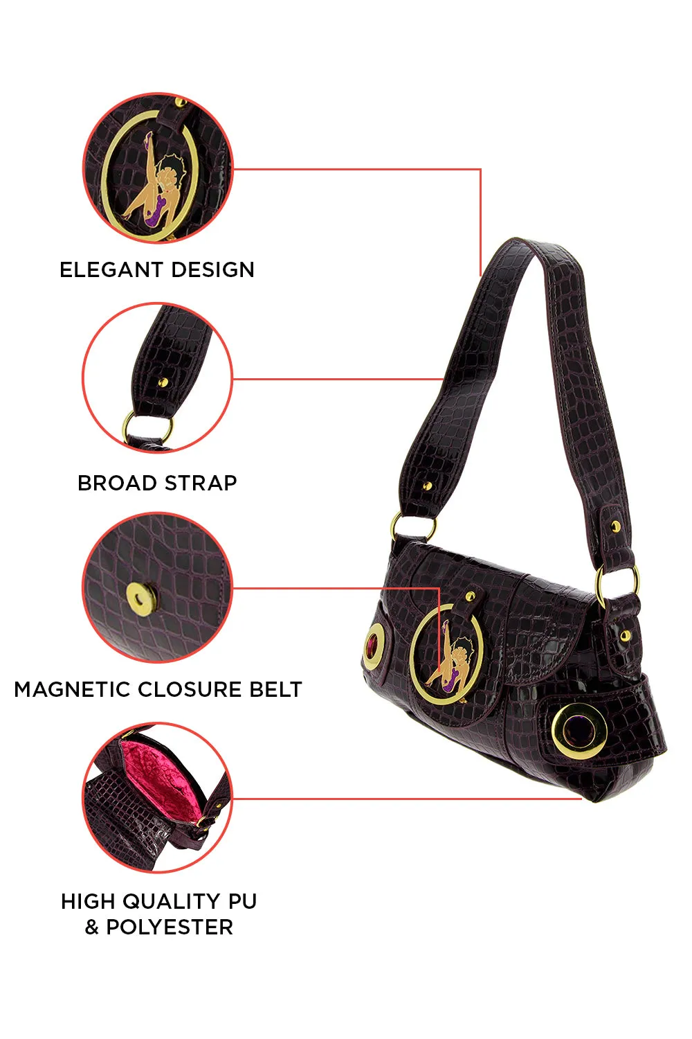 Betty Boop Mock Croc Purple Evening Handbag