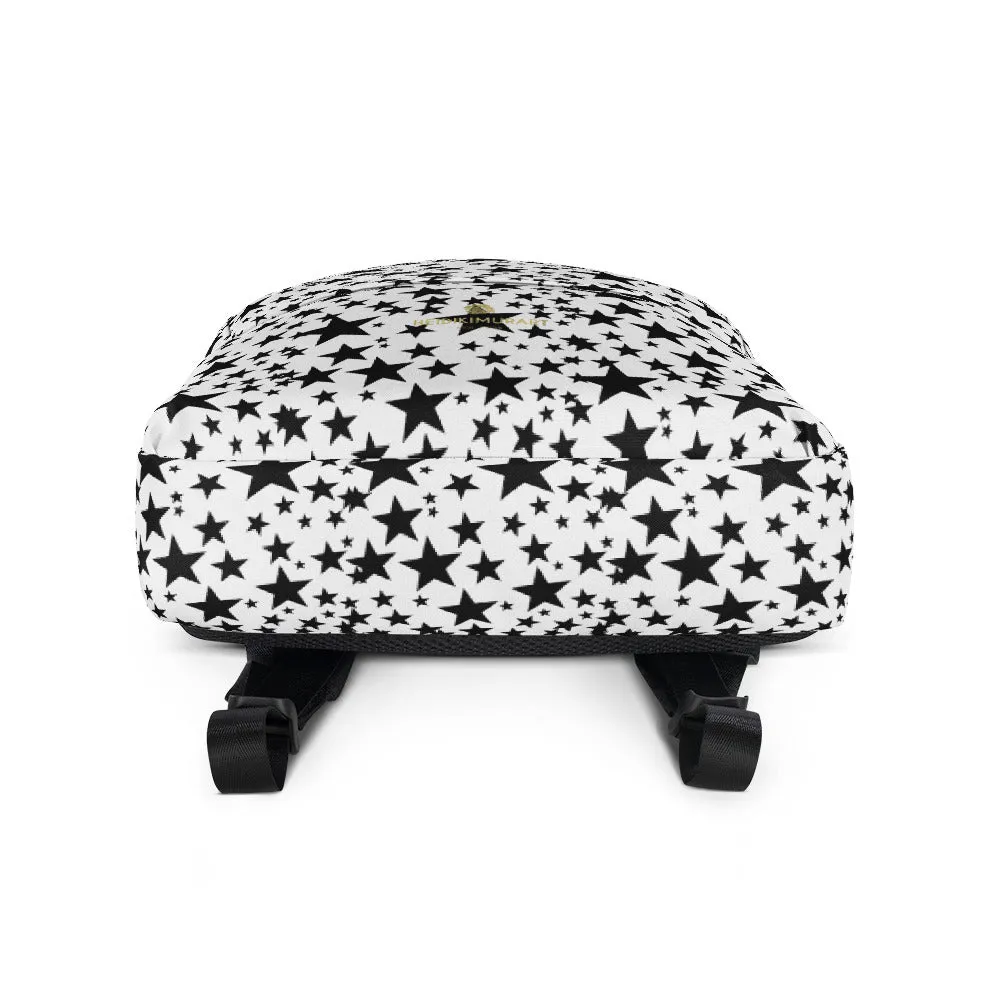 Black Rock Star Backpack, Star Pattern Premium Med. Size Laptop Bag - Made in USA/EU