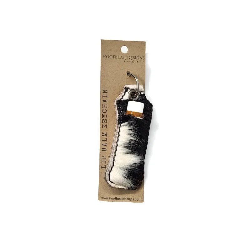 Cowhide Lip Balm Keychain