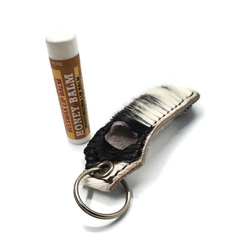 Cowhide Lip Balm Keychain