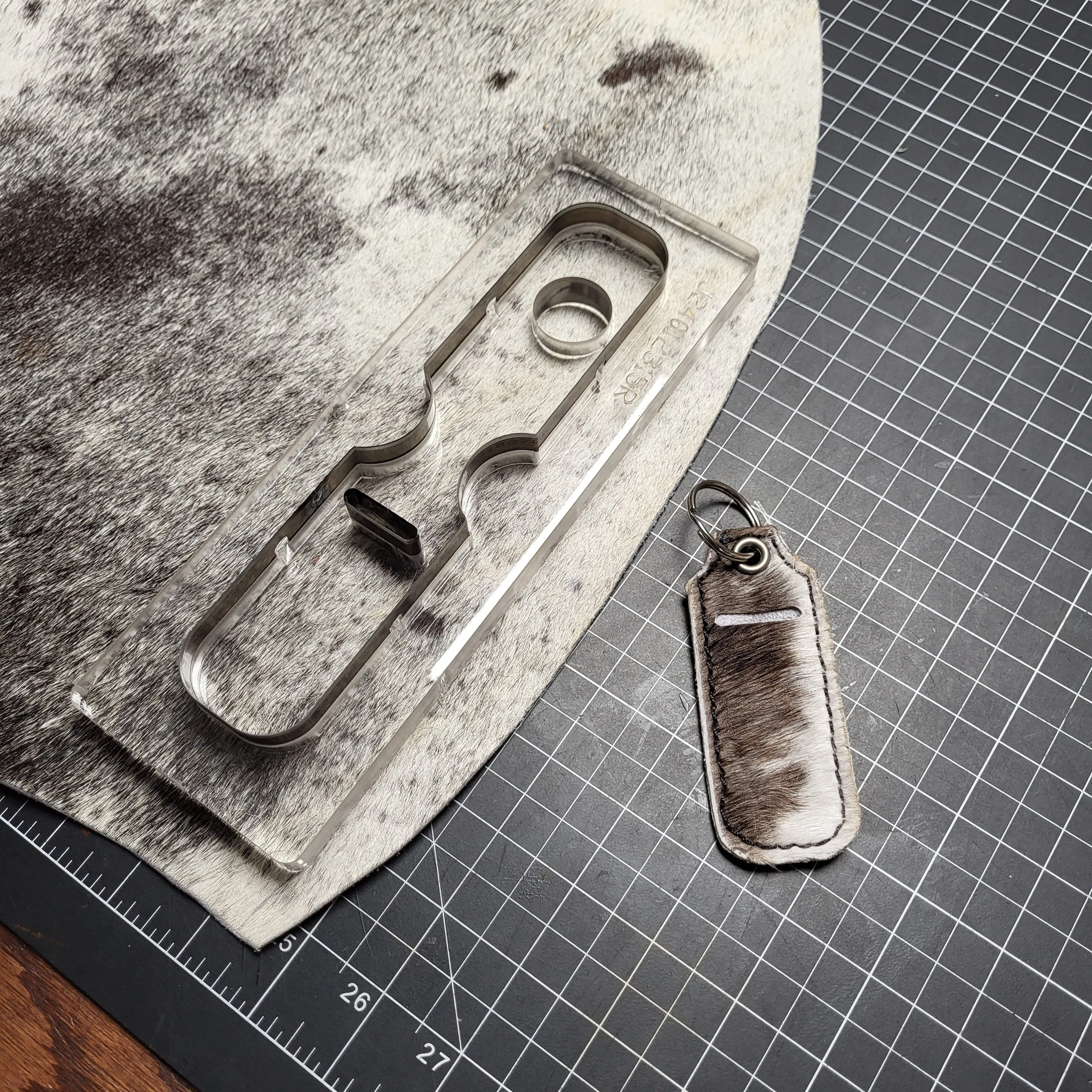 Cowhide Lip Balm Keychain