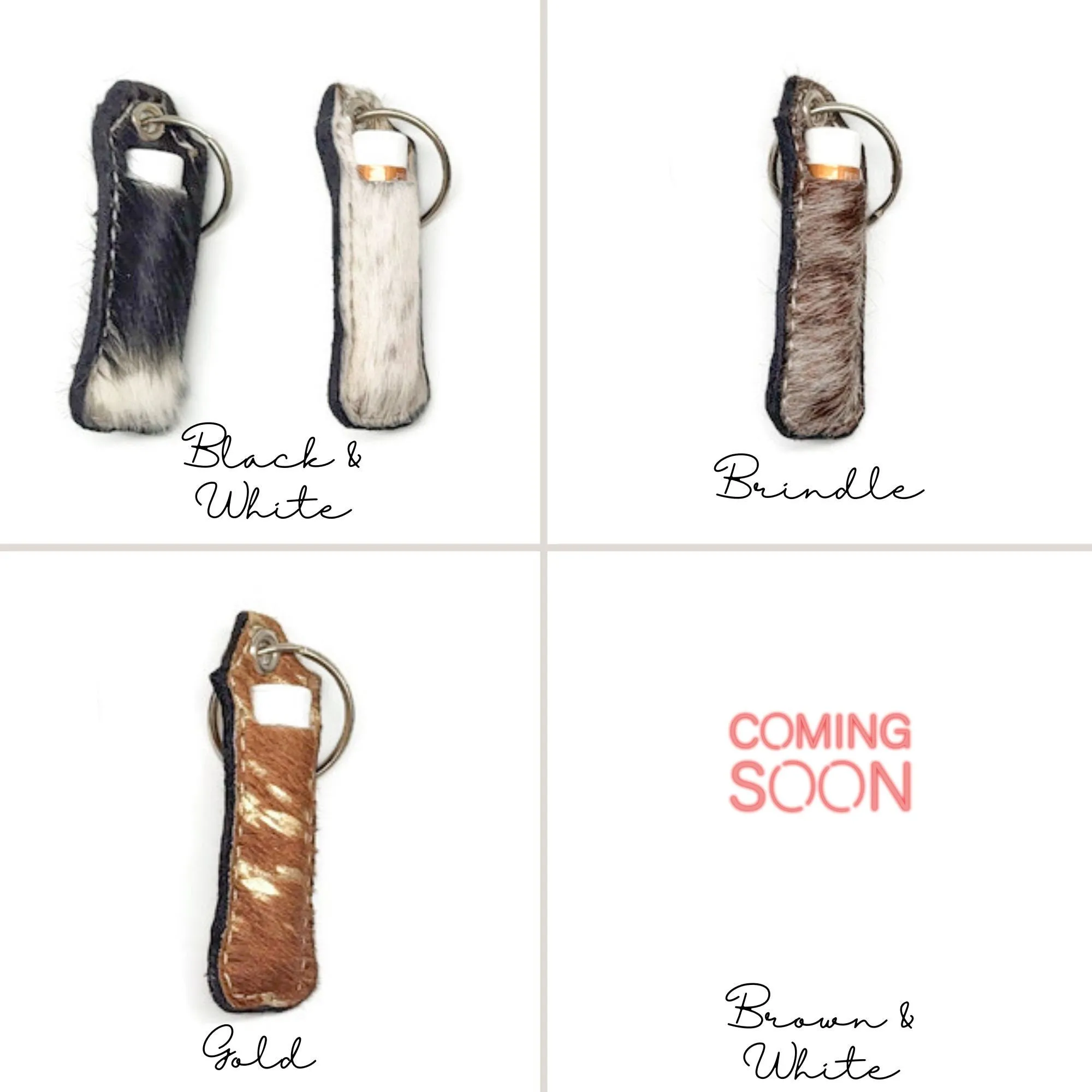 Cowhide Lip Balm Keychain