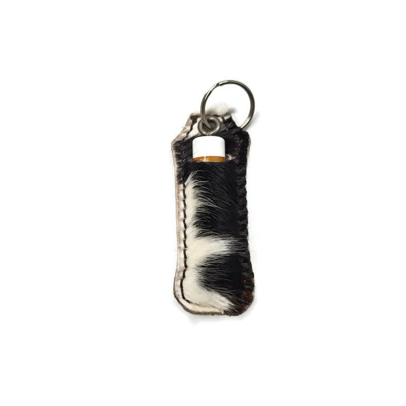 Cowhide Lip Balm Keychain