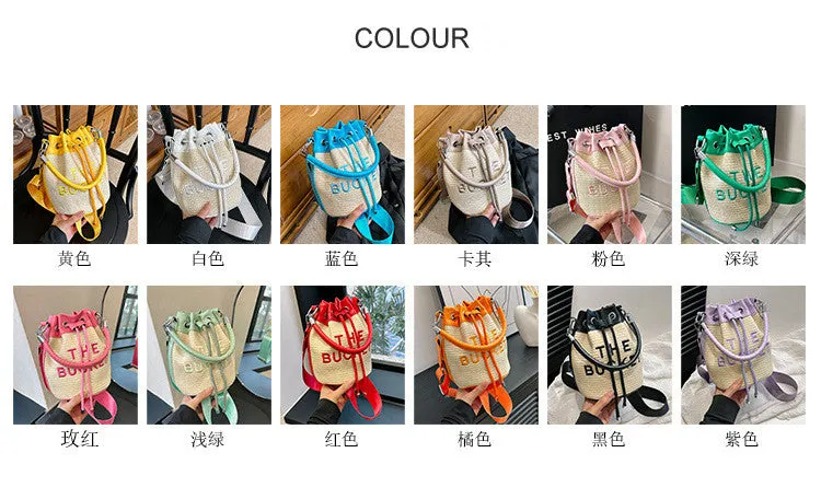 Fashion straw woven bucket bag（AB2117