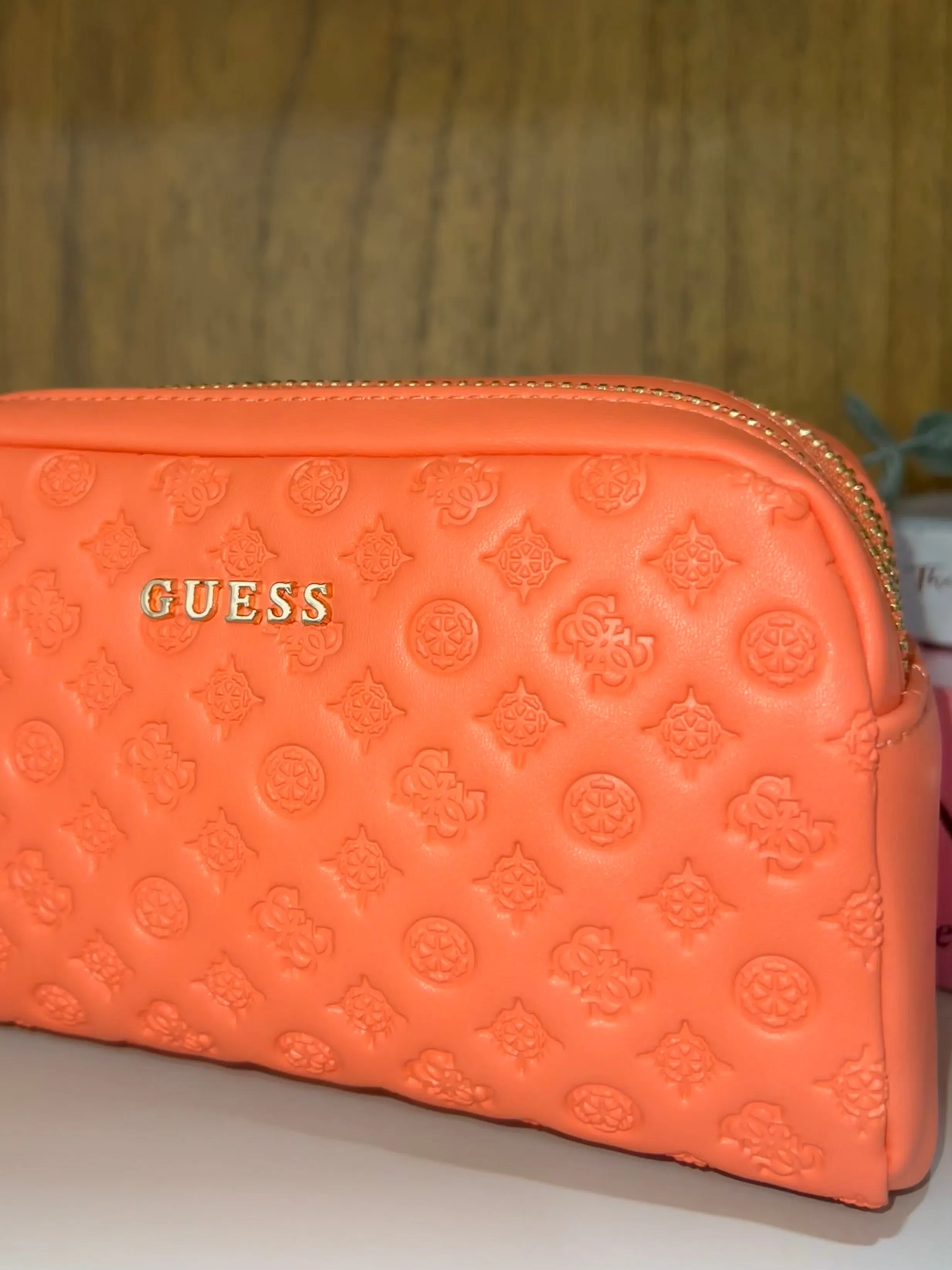 Guess Double Zip Vanity Bag - Coral