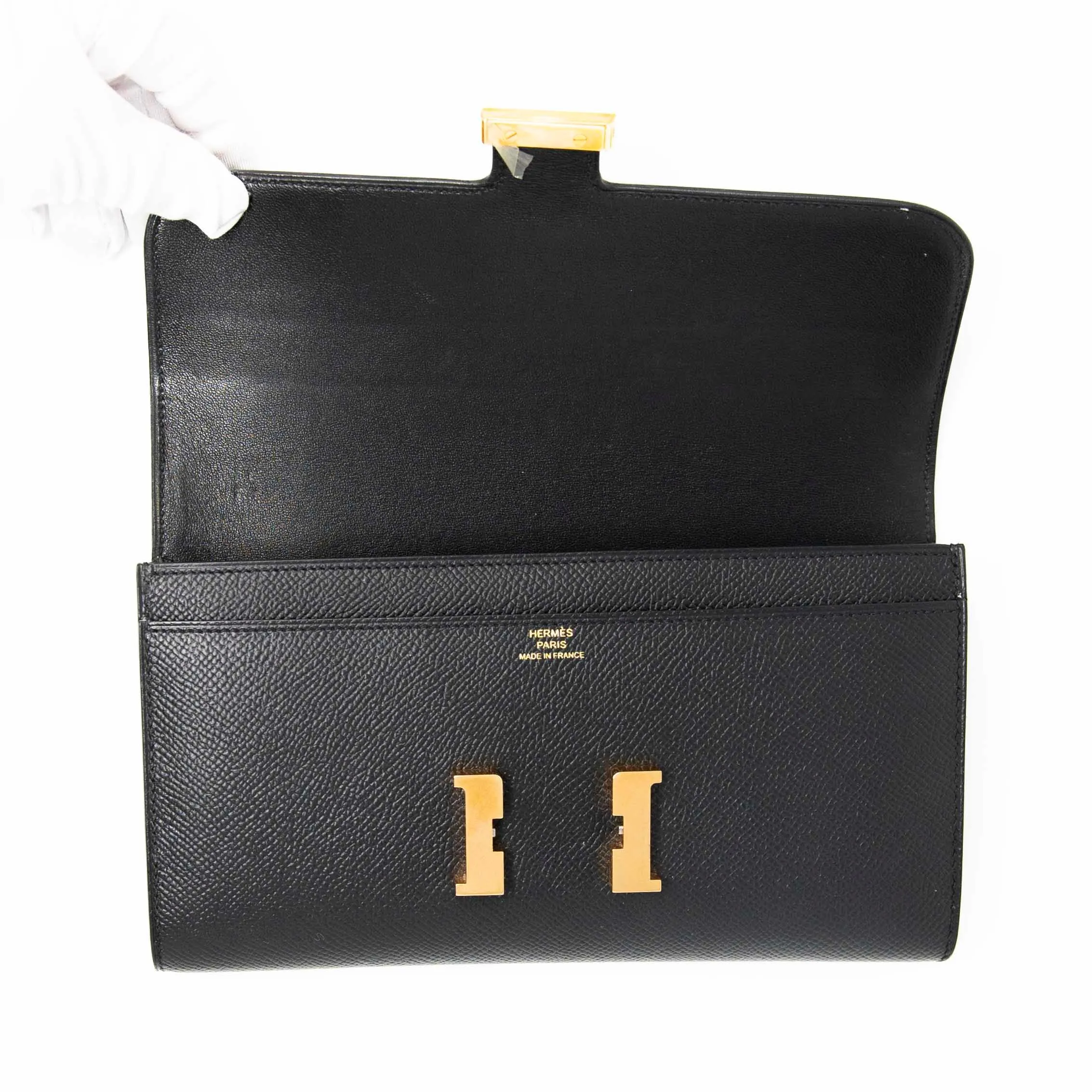 Hermes Noir Epsom Long Constance Wallet