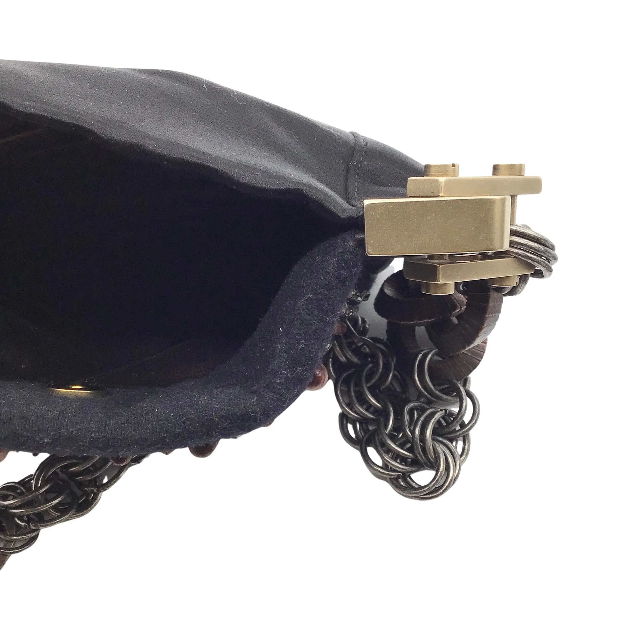 Lanvin Black Beaded and Rhinestone Embellished Silk Shoulder Bag