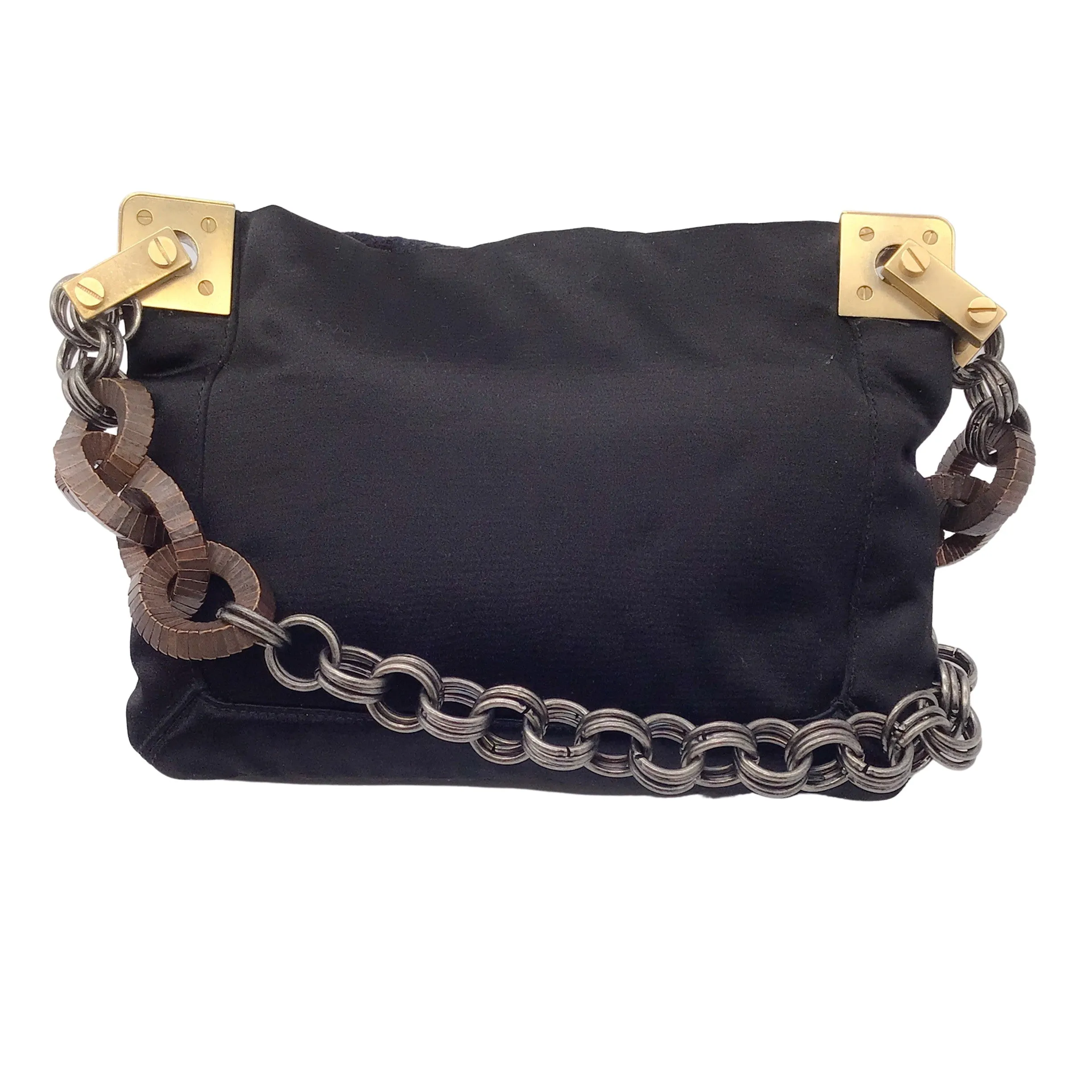 Lanvin Black Beaded and Rhinestone Embellished Silk Shoulder Bag