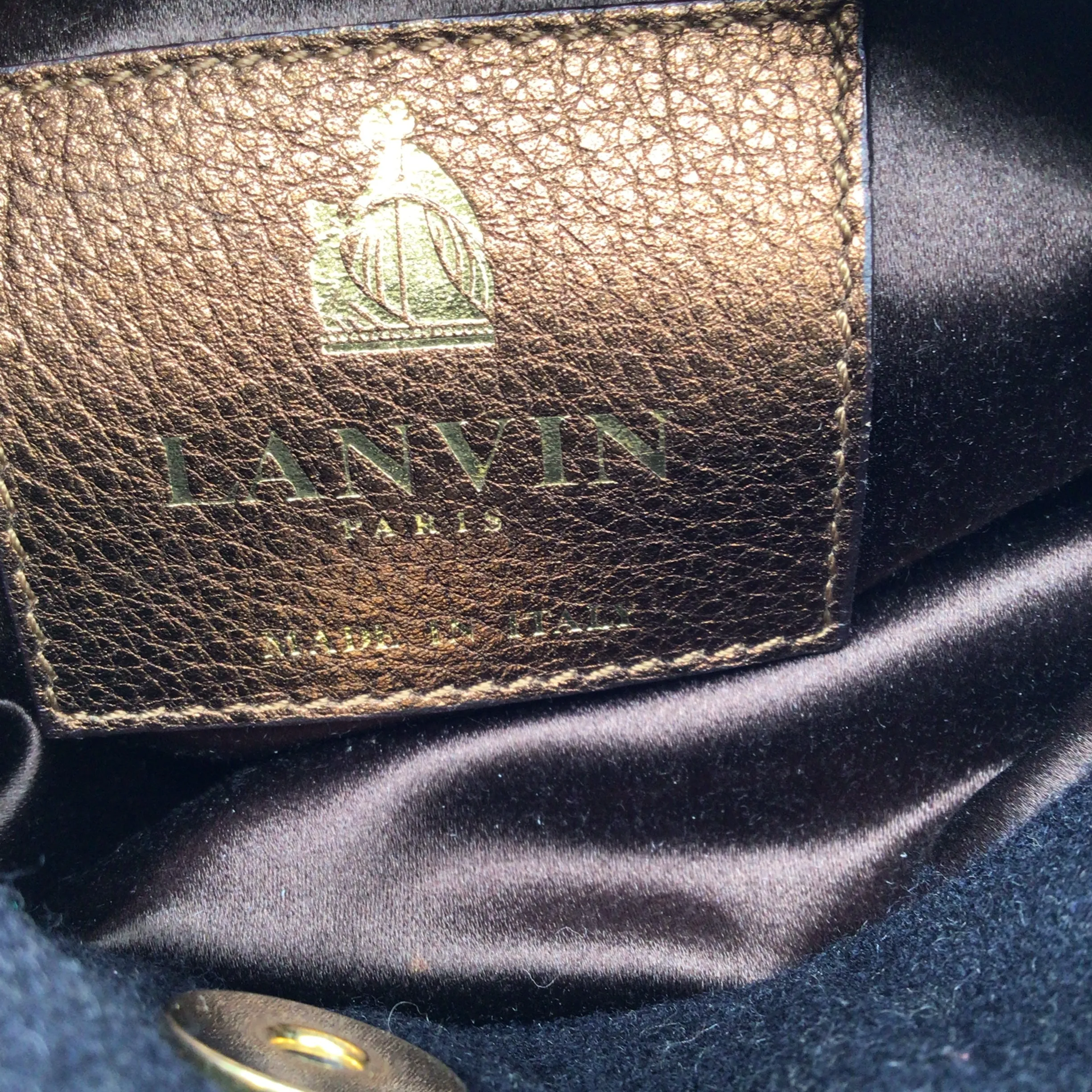 Lanvin Black Beaded and Rhinestone Embellished Silk Shoulder Bag