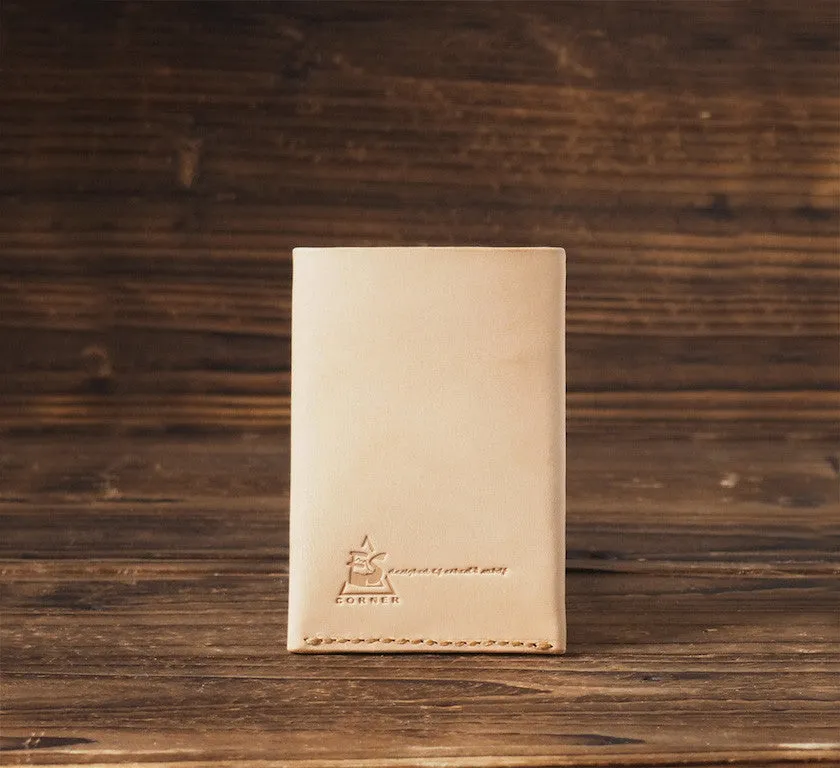 Leather Folded Card Wallet #Natural Nude