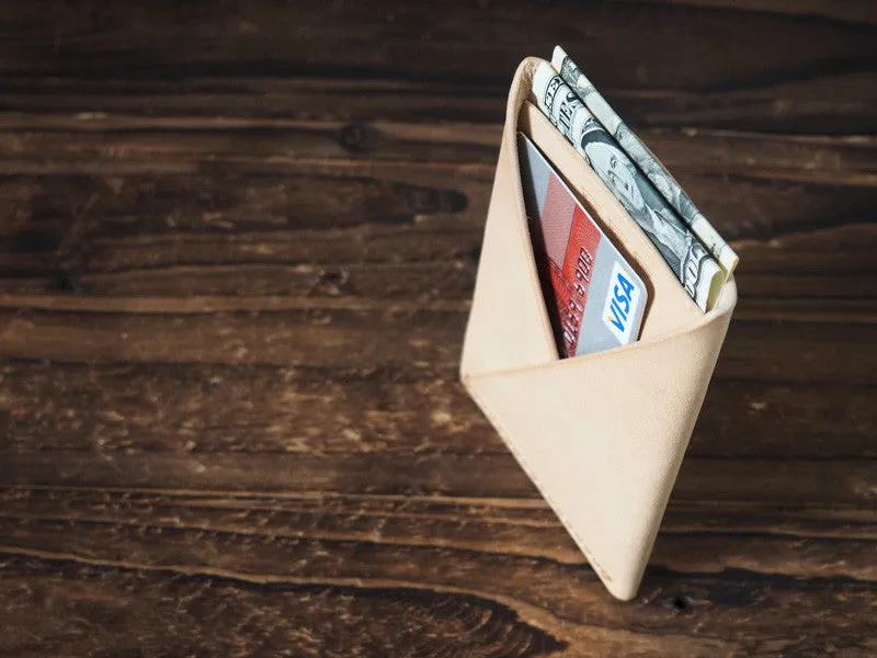 Leather Folded Card Wallet #Natural Nude