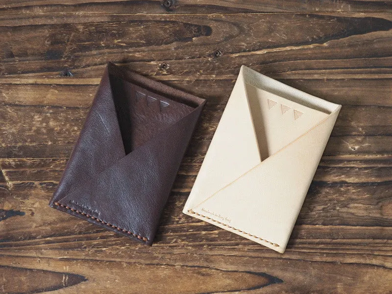 Leather Folded Card Wallet #Natural Nude