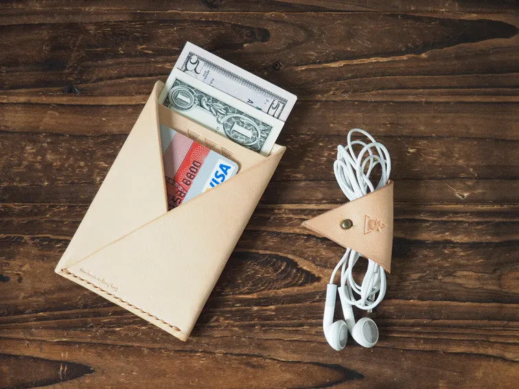 Leather Folded Card Wallet #Natural Nude
