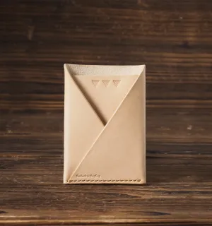 Leather Folded Card Wallet #Natural Nude