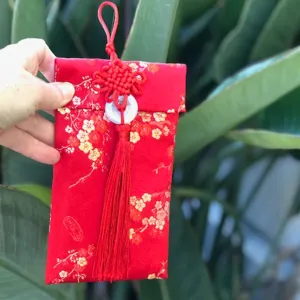 Luxury Red Money Packet - Silk Cherry blossoms