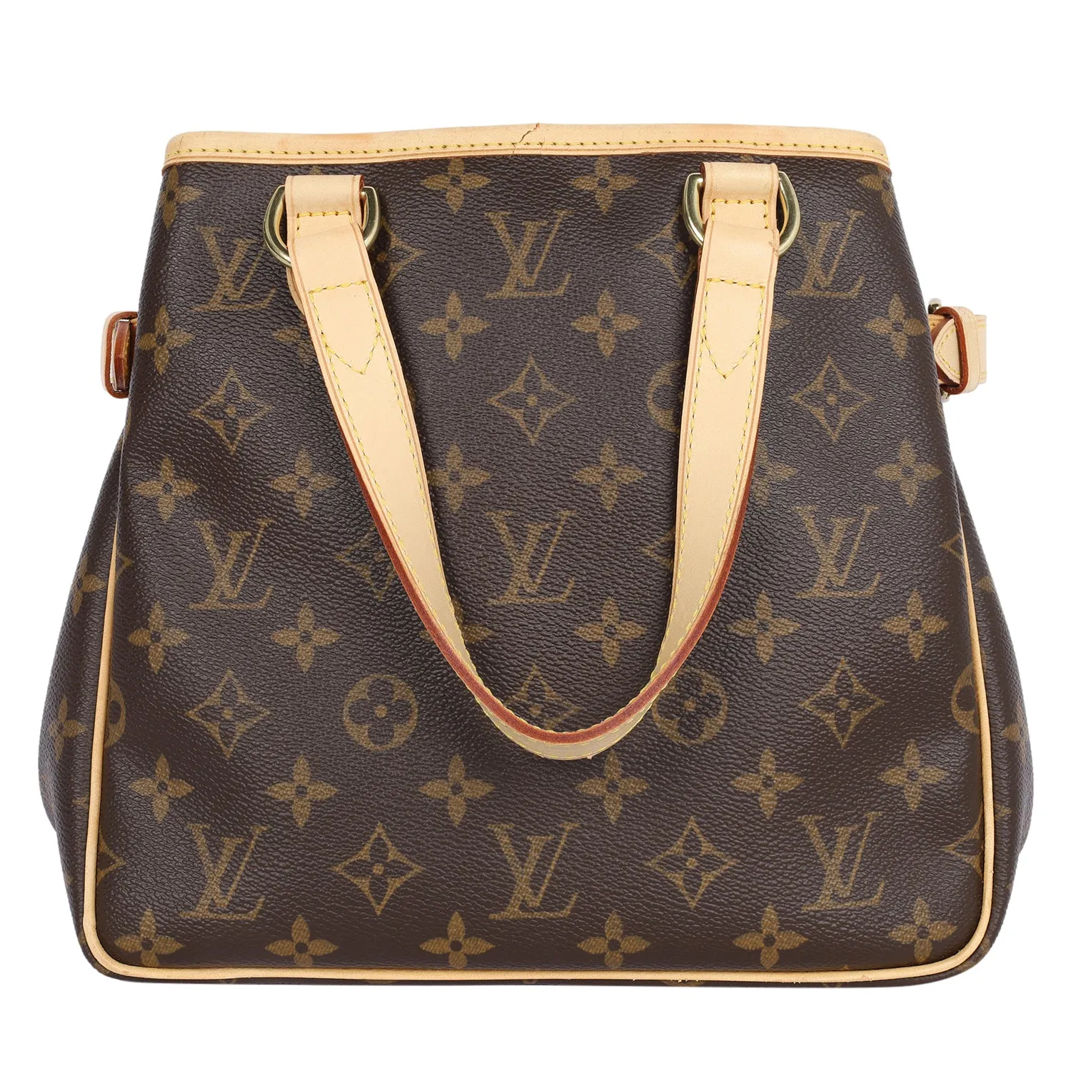 Monogram Canvas Leather Batignolles Satchel Brown (Authentic Pre-Owned)