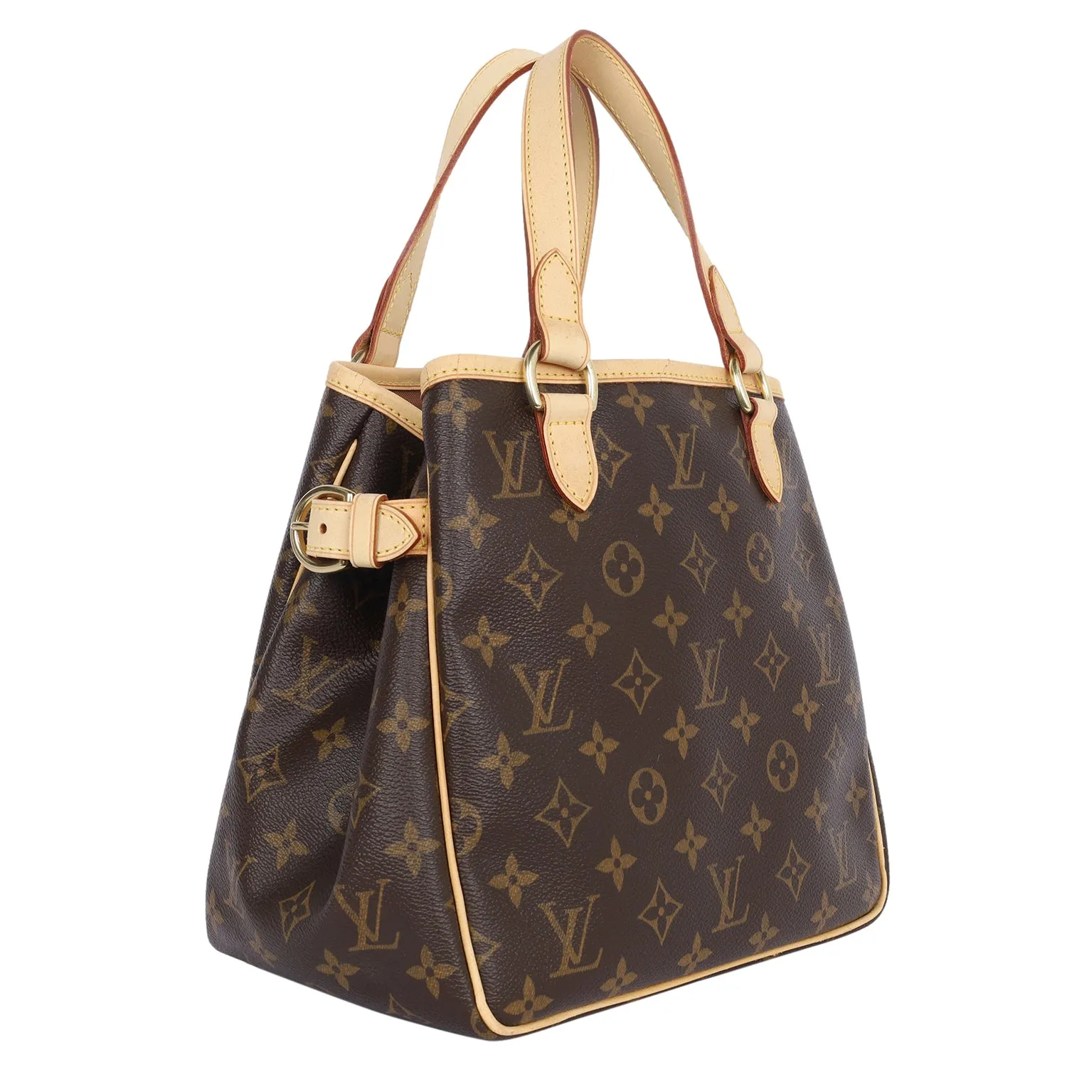 Monogram Canvas Leather Batignolles Satchel Brown (Authentic Pre-Owned)