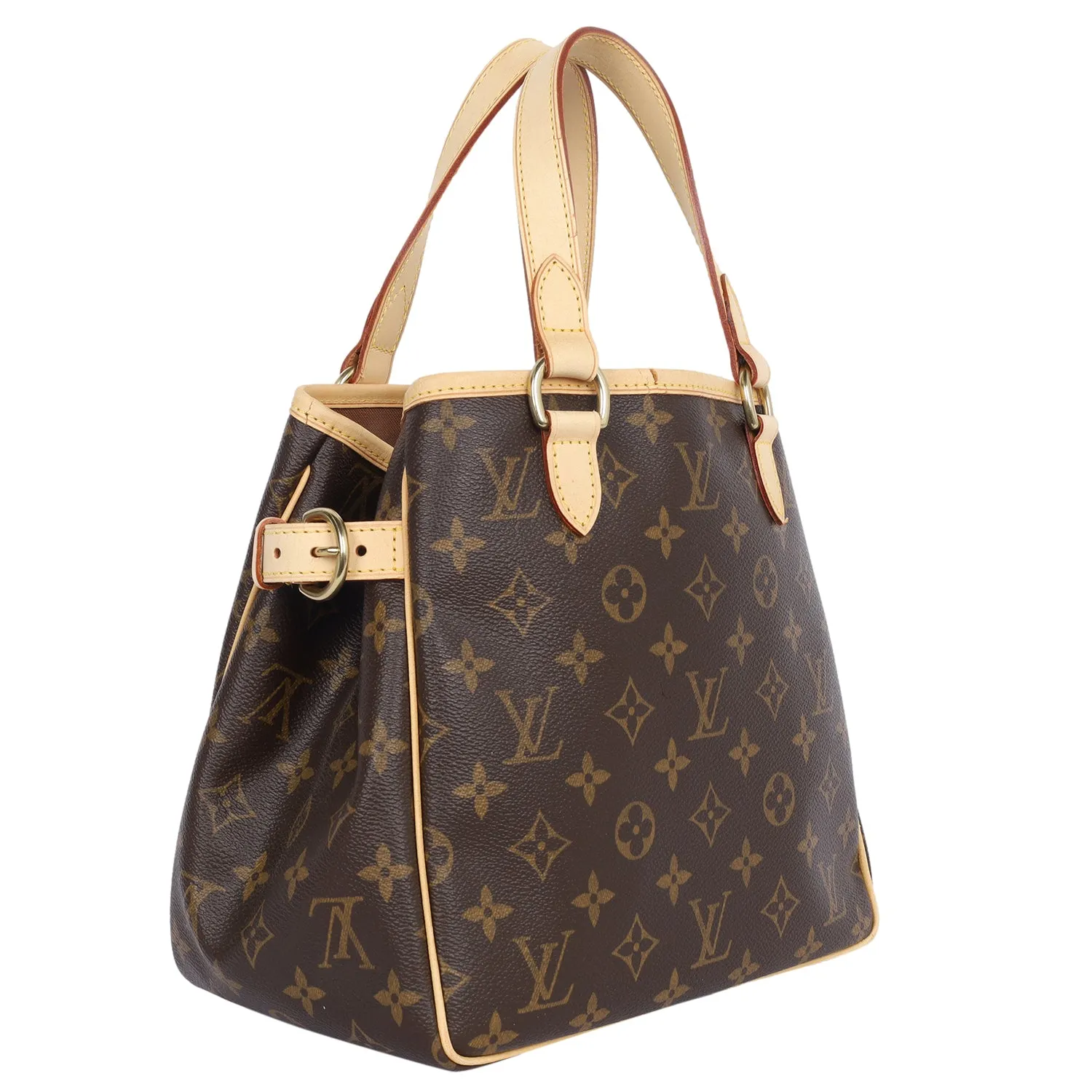 Monogram Canvas Leather Batignolles Satchel Brown (Authentic Pre-Owned)