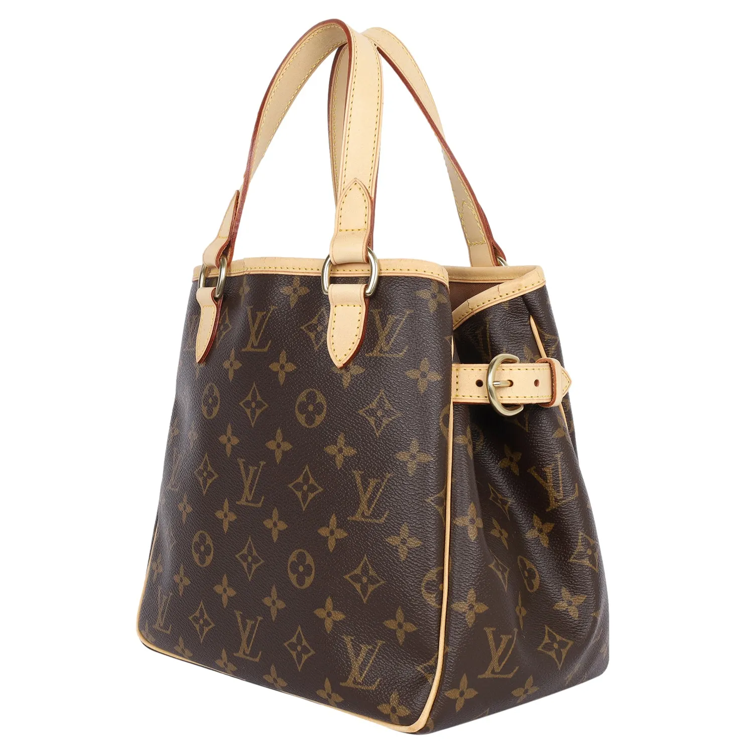 Monogram Canvas Leather Batignolles Satchel Brown (Authentic Pre-Owned)