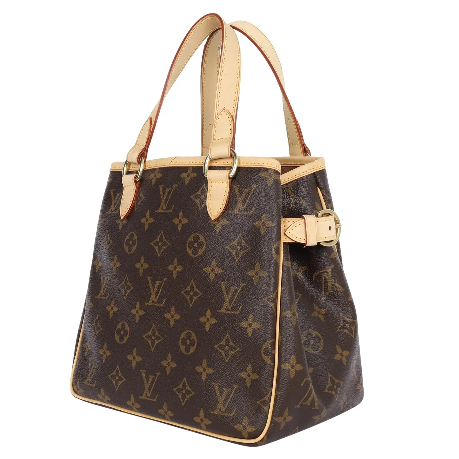 Monogram Canvas Leather Batignolles Satchel Brown (Authentic Pre-Owned)