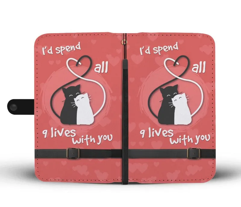 Red Women's Bifold Cat Wallet With Phone Case RFID Wallet Cat Lover Gifts