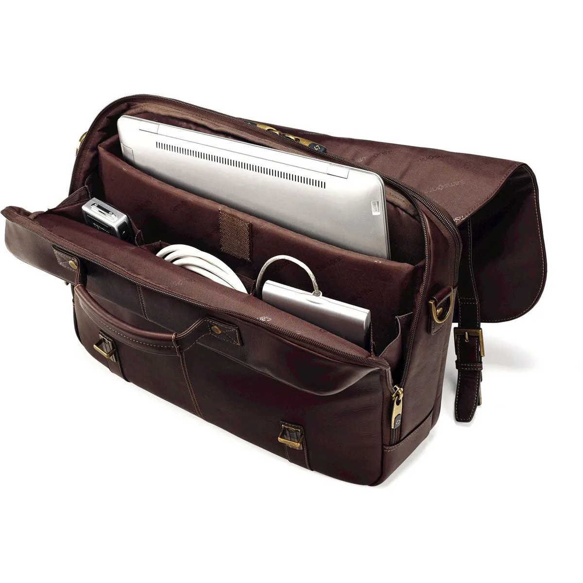 Samsonite Leather Business Cases Flapover Case Dbl Gusset