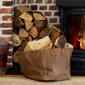 Waxed Canvas & Leather Handled Log Bag