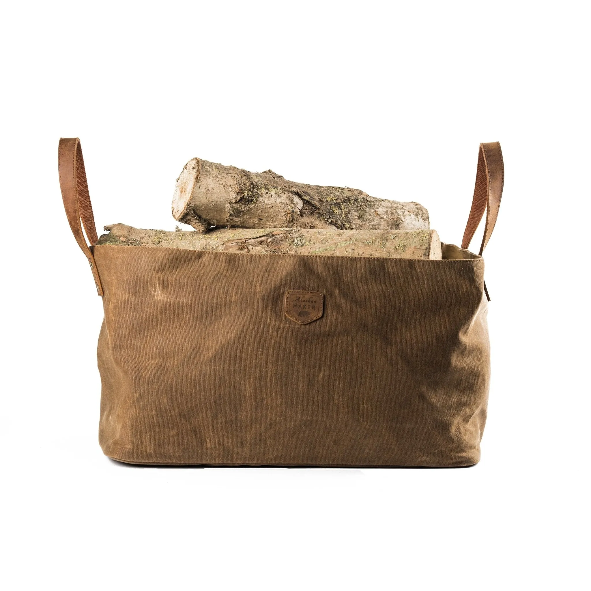 Waxed Canvas & Leather Handled Log Bag